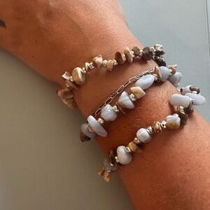 Chunky Blue Lace Agate, Silver Hematite & Picture Jasper – Boho Jewellery